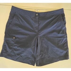 LLBean Navy Water Repellent Comfort Trail Shorts Mid-rise Wmns SZ 14 RN#71341